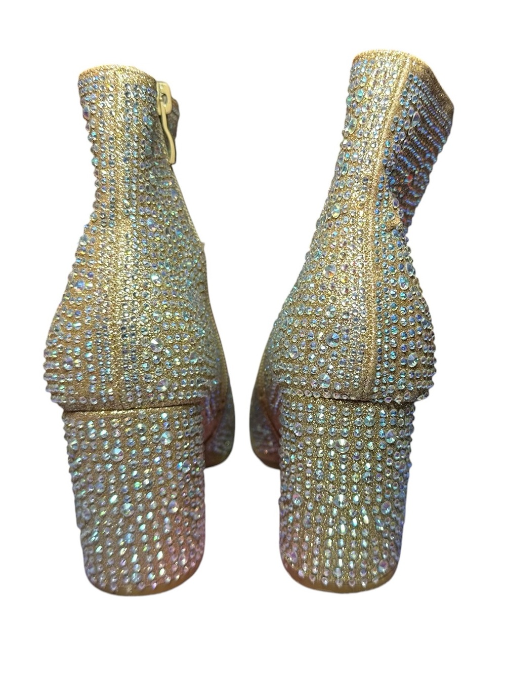 FOREVER Women Rhinestone Block Chunky Heel Ankle Bootie Size 5 - Picture 5 of 11